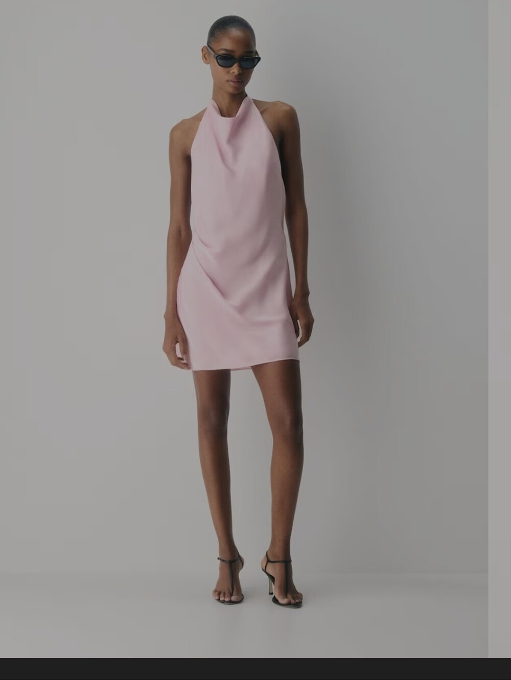 Halter Neck Mini Dress in Light Pink